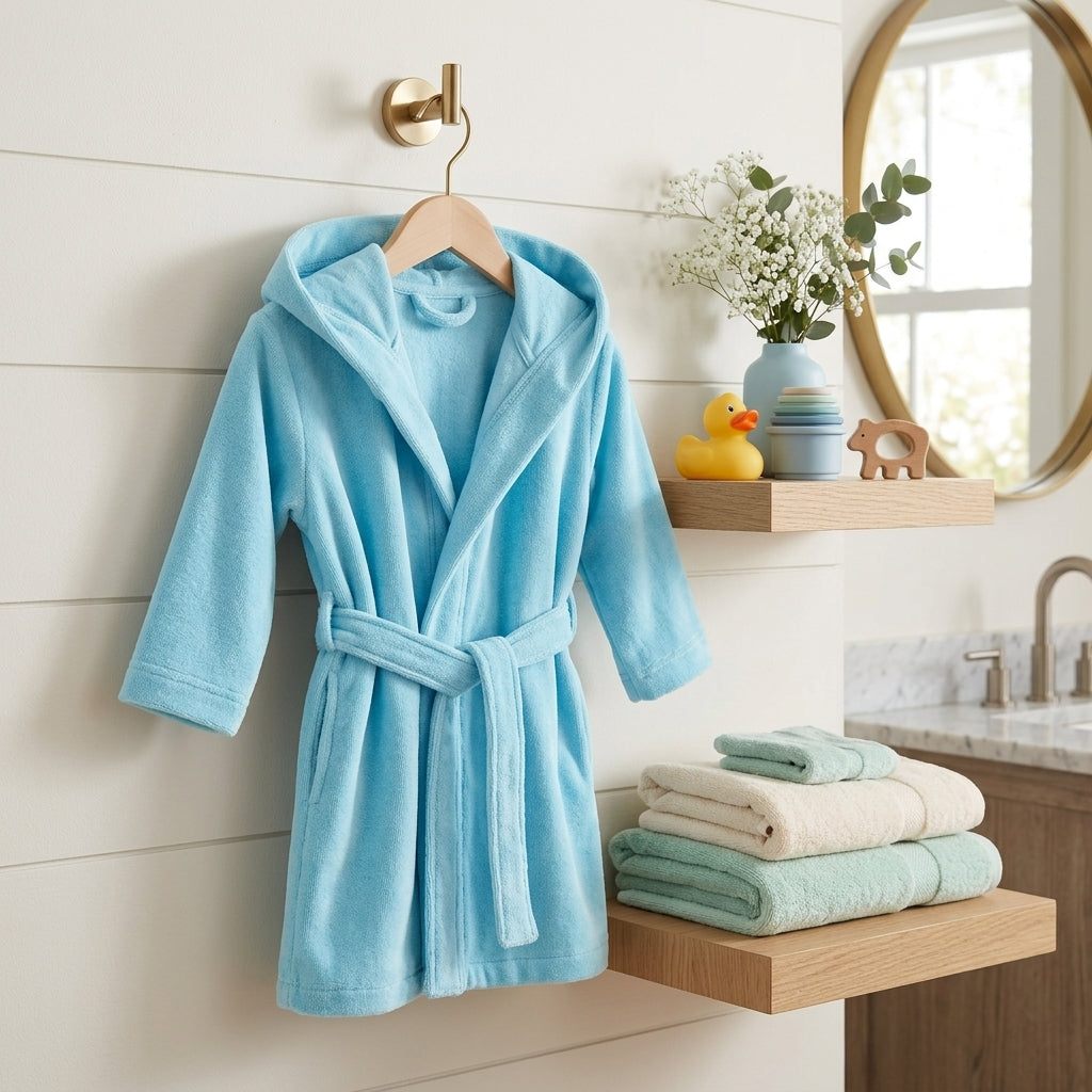 Kids' Plush Bathrobe for Boys & Girls – Soft Cozy Hooded Bathrobe