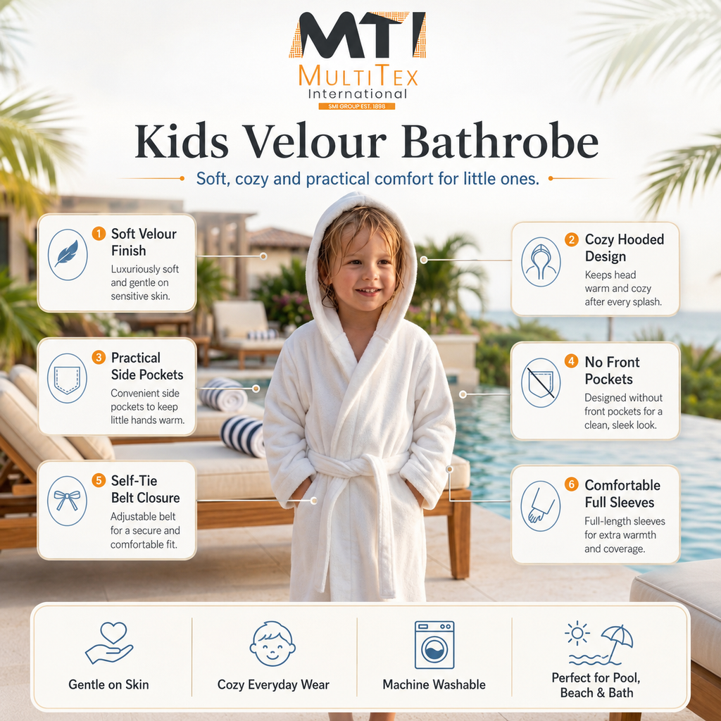 Kids' Plush Bathrobe – Soft, Cozy & Comfortable Hooded Robe