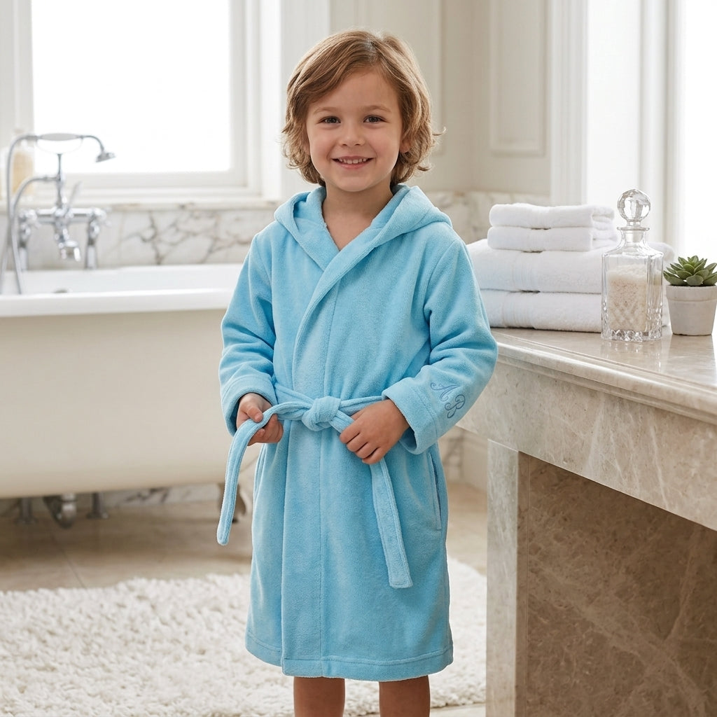 Kids' Plush Bathrobe for Boys & Girls – Soft Cozy Hooded Bathrobe