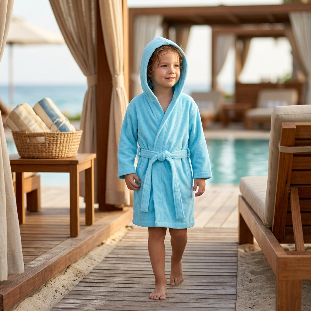 Kids' Plush Bathrobe for Boys & Girls – Soft Cozy Hooded Bathrobe