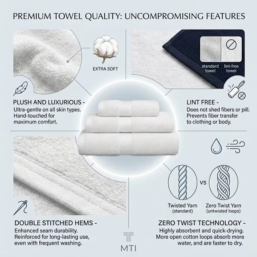 Luxury Towel Set – 3 Piece | Soft & Absorbent Bath Towels – White