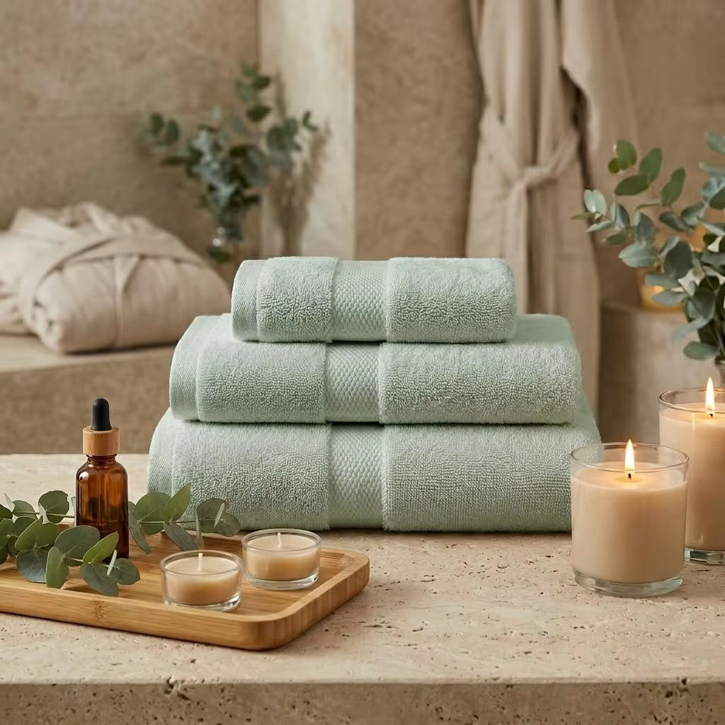 Luxury Towel Set – 3 Piece | Soft & Absorbent Bath Towels – Sage Green