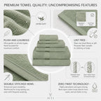 Luxury Towel Set – 6 Piece | Soft & Absorbent Bath Towels – Sage Green