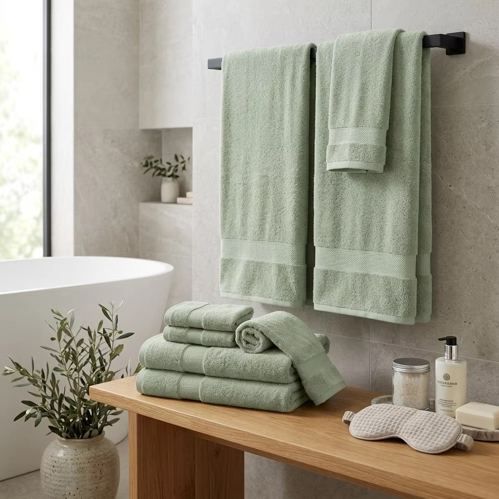 Luxury Towel Set – 6 Piece | Soft & Absorbent Bath Towels – Sage Green