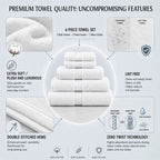 Luxury Towel Set – 6 Piece | Soft & Absorbent Bath Towels – White